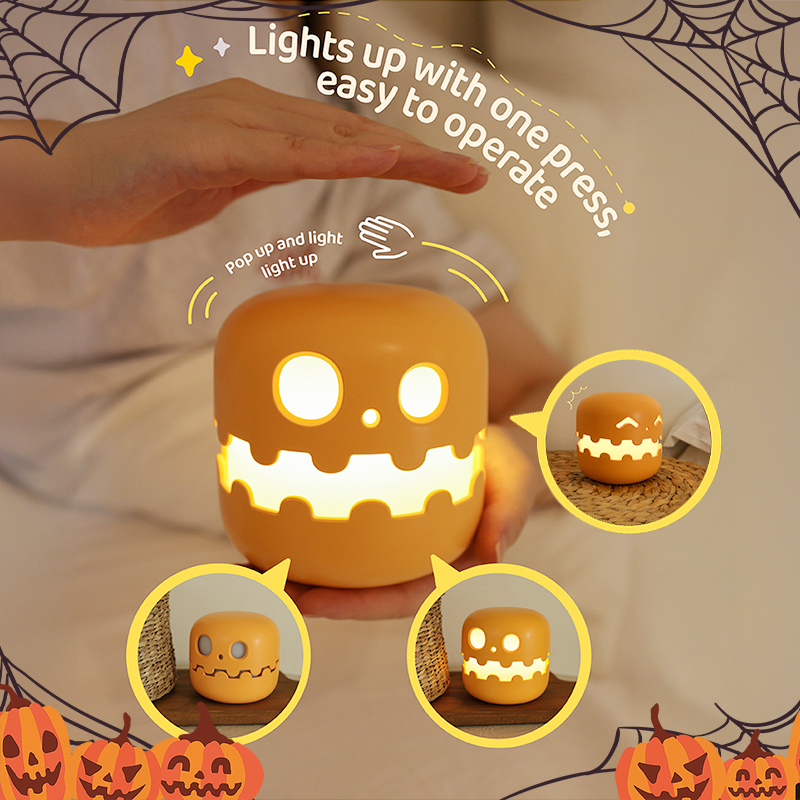 SpookyGlow Lamp: LED Night Light | Pop-Up Jack-O'-Lantern Mood Lighting for Halloween Decor