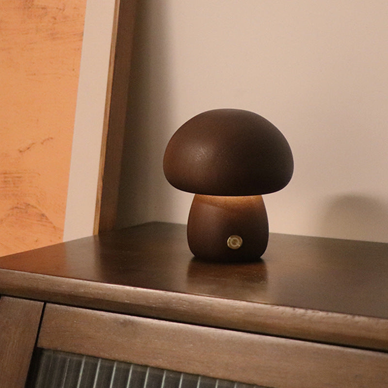 LumiShroom Wooden Mushroom Night Light