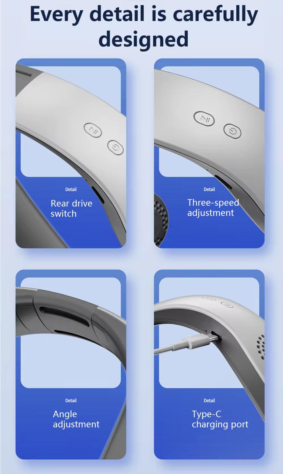 SummerBreeze Neck Fan: Portable, Rechargeable, Adjustable Hands-Free Cooling.