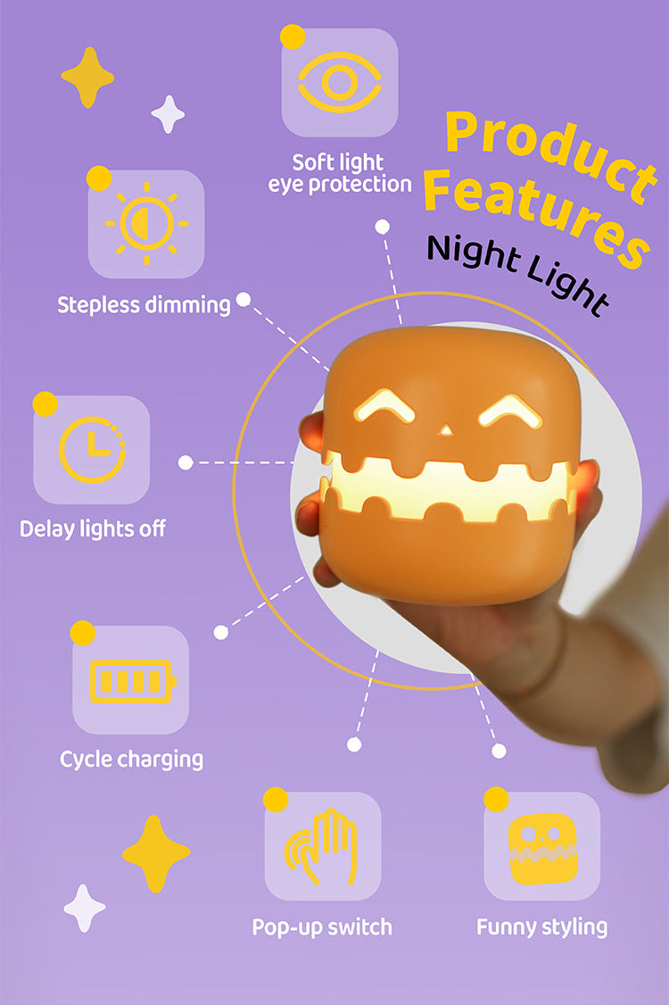 SpookyGlow Lamp: LED Night Light | Pop-Up Jack-O'-Lantern Mood Lighting for Halloween Decor