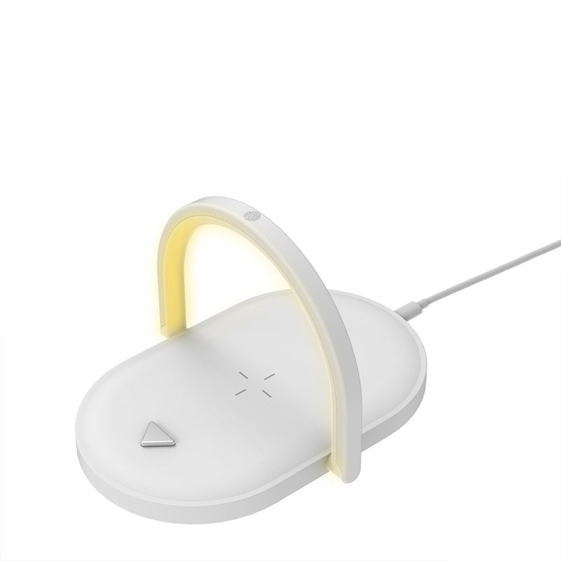 AuraCharge Lamp: 15W Wireless Charger, LED Night Light, Phone Stand.