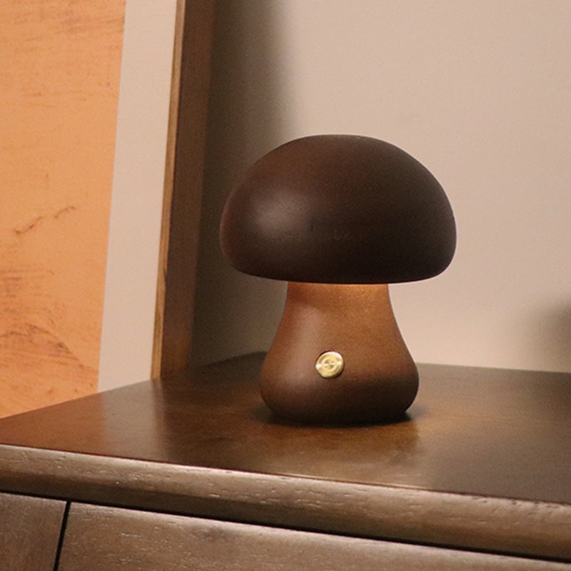 LumiShroom Wooden Mushroom Night Light
