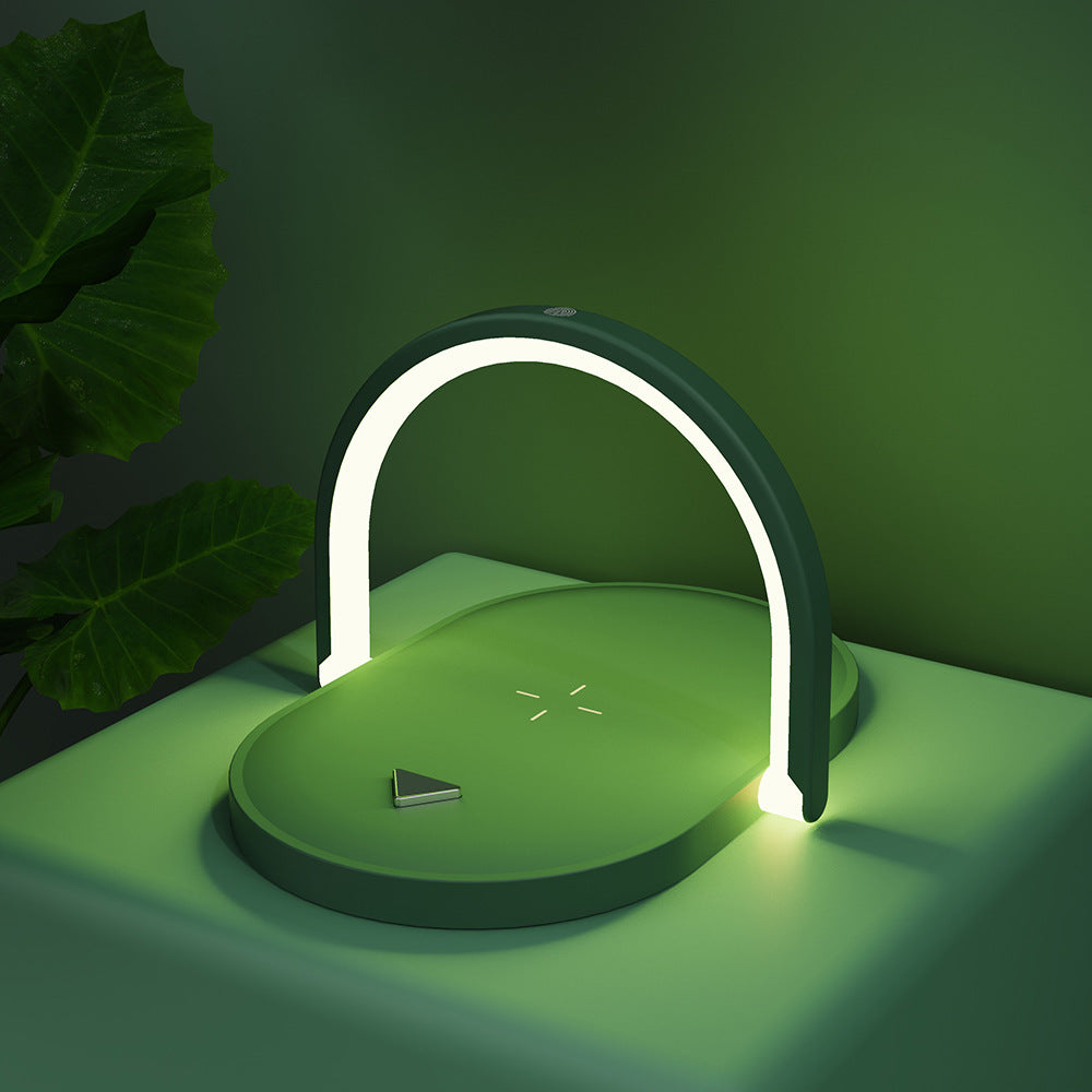 AuraCharge Lamp: 15W Wireless Charger, LED Night Light, Phone Stand.