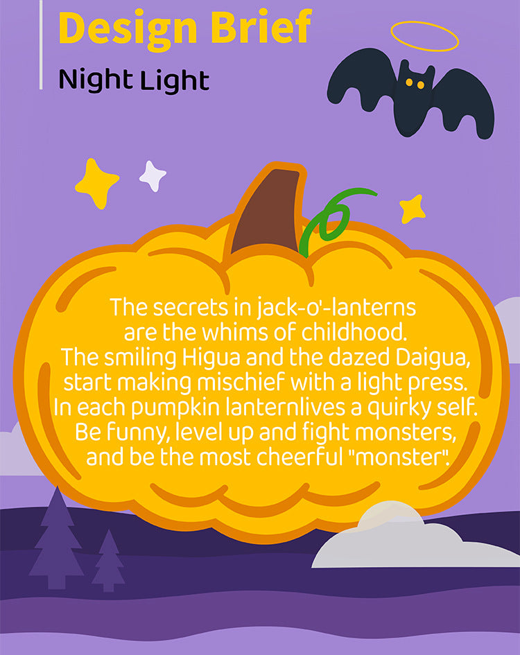 SpookyGlow Lamp: LED Night Light | Pop-Up Jack-O'-Lantern Mood Lighting for Halloween Decor