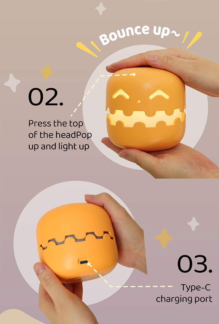 SpookyGlow Lamp: LED Night Light | Pop-Up Jack-O'-Lantern Mood Lighting for Halloween Decor