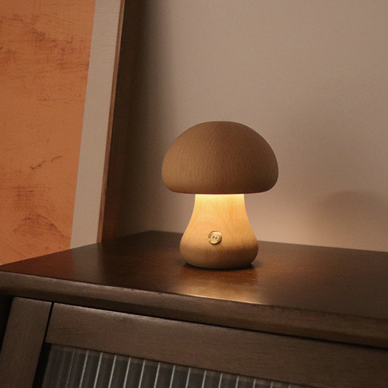 LumiShroom Wooden Mushroom Night Light