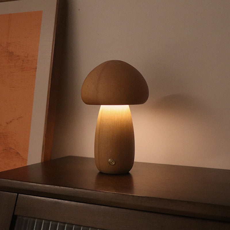 LumiShroom Wooden Mushroom Night Light