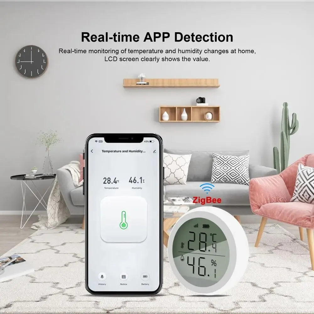 AirSense Smart Monitor: Temperature and Humidity Sensor with App.