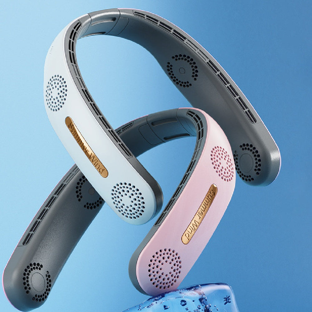 SummerBreeze Neck Fan: Portable, Rechargeable, Adjustable Hands-Free Cooling.