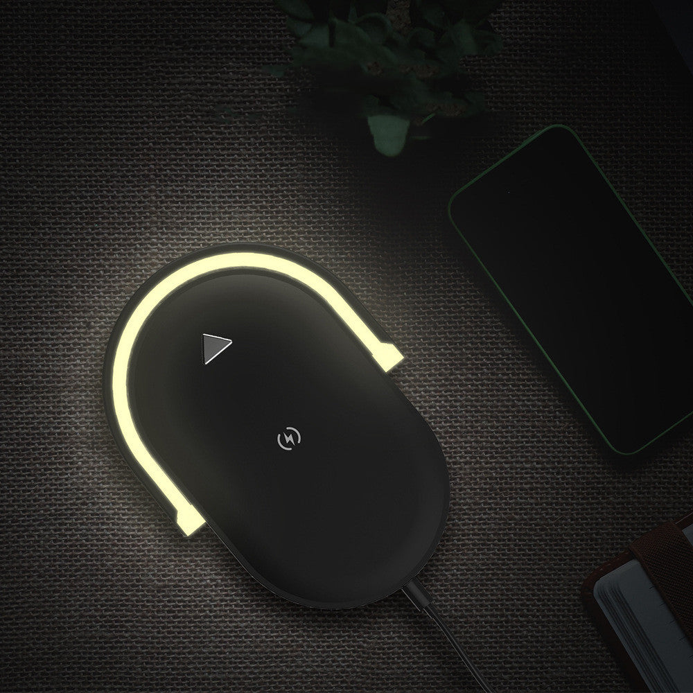 AuraCharge Lamp: 15W Wireless Charger, LED Night Light, Phone Stand.