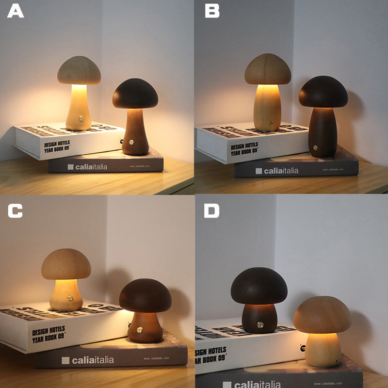 LumiShroom Wooden Mushroom Night Light
