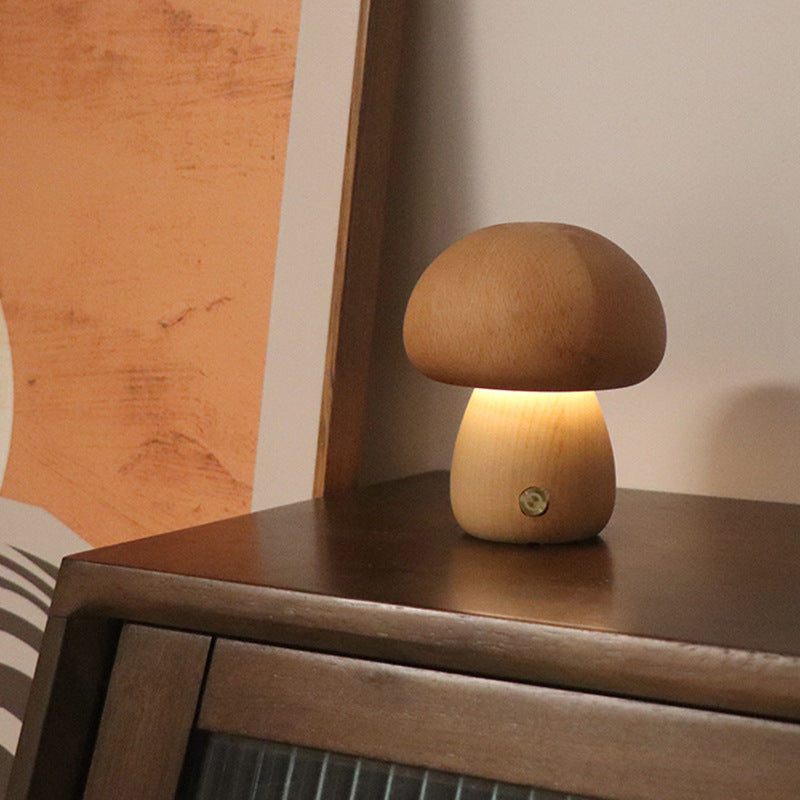 LumiShroom Wooden Mushroom Night Light