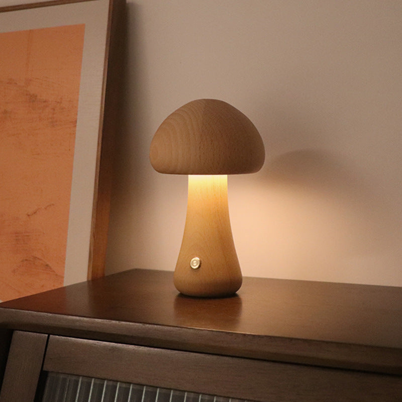 LumiShroom Wooden Mushroom Night Light
